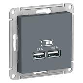 Розетка USB двойная Atlasdesign скрытой установки 5В двухместная 2,1А+1,05А механизм грифель ATN000733 Systeme Electric