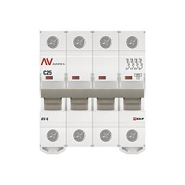 Выключатель автоматический 25А 4П четырехполюсный C 6kA AV-6 AVERES mcb6-4-25C-av EKF