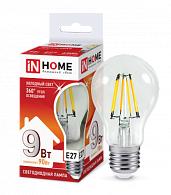 Лампа светодиодная LED-A60-deco 9Вт 230В Е27 6500К 810Лм прозрачная 4690612026107  IN HOME
