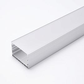 Профиль алюминиевый "Линии света" накладной, серебро, CAB257 с матовым экраном, 2 заглушками, 4 крепежами в комплекте 10368 Feron