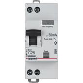 Выключатель автоматический дифференциального тока АВДТ RX3 25А 2П двухполюсный C 30мА 419401 Legrand