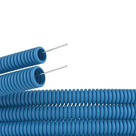 Труба гофрированная ППЛ гибкая  диаметр 25мм сверхтяжелая с протяжкой 50м синий 11525+ DKC