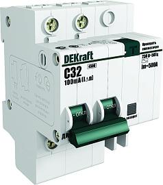 Выключатель автоматический дифференциального тока АВДТ 25А 2П двухполюсный характеристика С 4,5кА 100мА тип AC ДИФ-101 15013DEK DEKraft