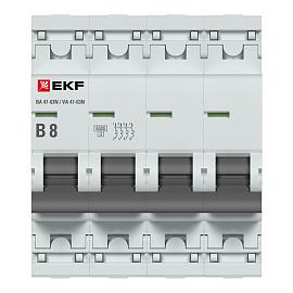 Выключатель автоматический 8А 4П четырехполюсный характеристика B 6кА ВА 47-63N M636408B EKF PROxima