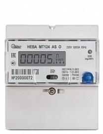 Счетчик электроэнергии однофазный многотарифный (2 тарифа) НЕВА МТ 124 AS-O 5(60)A 220В оптопорт DIN ЖКИ Тайпит (электросчетчик)