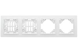 Рамка для розеток и выключателей 4 поста Минск горизонтальная белый ERM-G-304-10 EKF