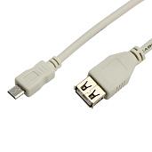 Кабель micro USB (male) штекер-USB-A (female) гнездо, длина 0,2 метра, белый (PE пакет) REXANT 18-1161