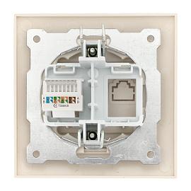 Розетка RJ45 компьютерная Валенсия скрытой установки в сборе кремовый EWK01-035-20 EKF PROxima