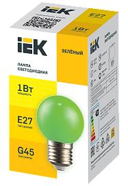 LIGHTING Лампа светодиодная декоративная G45 шар 1Вт 230В зеленый E27 IEK