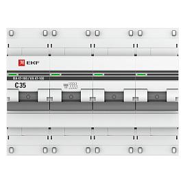 Выключатель автоматический 35А 4П четырехполюсный характеристика C 10kA ВА47-100 PROxima mcb47100-4-35C-pro EKF