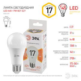 Лампа светодиодная 7 Вт E27 A60 2700К 1360Лм матовая 170-265В груша ( LED A60-17W-827-E27 ) Б0031699 ЭРА