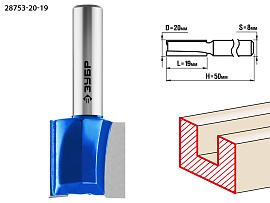 ЗУБР 20x19мм, хвостовик 8мм, фреза пазовая прямая, 28753-20-19, серия Профессионал