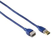 Кабель-удлинитель USB 3.0 A(m) - USB 3.0 A(f), GOLD,1.8м, синий 00039674 HAMA