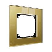 Рамка для розеток и выключателей 1 пост SM Merten M-Elegance скрытой установки стеклянная, золото, MTN4010-3241 Systeme Electric