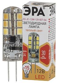 Лампа светодиодная 1,5 Вт G4 JC 2700К 120Лм 12В капсульная ( LED JC-1,5W-12V-827-G4 ) Б0033188 ЭРА