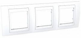 Рамка для розеток и выключателей 3 поста Unica Хамелеон горизонтальная белый/белый MGU6.006.18 Schneider Electric