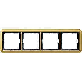 Рамка для розеток и выключателей 4 поста Merten скрытой установки стеклянная, золото MTN483421 Systeme Electric
