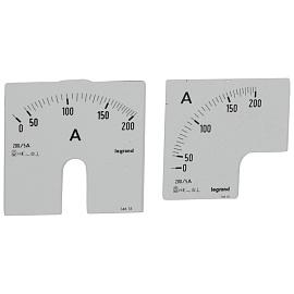 Шкала измерительная (1 круглая + 1 квадратная) для аналоговых амперметров - 0-200 A 014615 Legrand