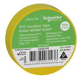 Изолента ПВХ 19мм х 20м желтая 2420101 Schneider Electric