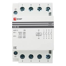 Контактор 40А 4NО (3 мод.) Кат=230в модульный КМ (km-3-40-40) EKF