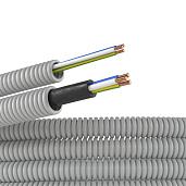 Труба гофрированная ПВХ гибкая д.16мм, цвет серый, провод в гофре РЭК "ГОСТ+" ПуВ 3х2,5мм² 9V91650 DKC