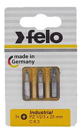 Бита крестовая PZ 1/PZ 2/PZ 3X25, 3 шт в блистере 02193216 Felo