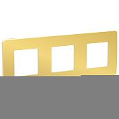 Рамка для розеток и выключателей 3 поста Unica Studio золото/белый NU280659 Systeme Electric