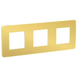 Рамка для розеток и выключателей 3 поста Unica Studio золото/белый NU280659 Systeme Electric