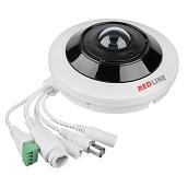 Камера видеонаблюдения (видеокамера наблюдения) IP уличная купольная 5Мп, панорамная, объектив: 1,1 мм, POE, звук, IP67 RedLine RL-IP75P-SW