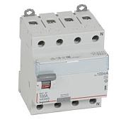 Выключатель автоматический дифференциального тока АВДТ DX3 100А 4П четырехполюсный N 100мА 400В 4 модуля 411773 Legrand