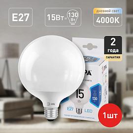 Лампа светодиодная G95-15W-4000K-E27 LED (диод, шар декор, 15Вт, нейтр, E27) (20/560) ЭРА