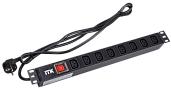 ITK PDU 8 розеток C13 с LED выключателем, 1U, шнур 2м вилка немецкий стандарт PH12-8C131 IEK