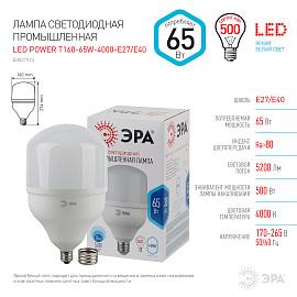 Лампа светодиодная 65 Вт E27 T160 4000К 5200Лм матовая 175-265В колокол ( LED POWER T160-65W-4000-E27/E40 ) Б0027923 ЭРА