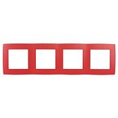 Рамка для розеток и выключателей ЭРА12 4 поста красный ( 12-5004-23 ) Б0019415 ЭРА