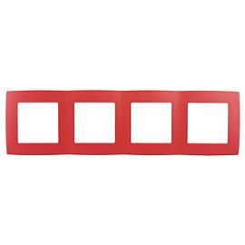 Рамка для розеток и выключателей ЭРА12 4 поста красный ( 12-5004-23 ) Б0019415 ЭРА