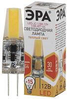 Лампа светодиодная 1,5 Вт G4 JC 2700К 120Лм 12В капсульная ( LED JC-1,5W-12V-COB-827-G4 ) Б0033197 ЭРА