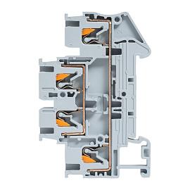 Клеммная колодка пружинная двухуровневая 2.5 Push-in серая PIT-2,5-double EKF