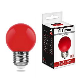 Лампа светодиодная 1 Вт E27 G45  матовая 230В шар красный LB-37 25116 Feron