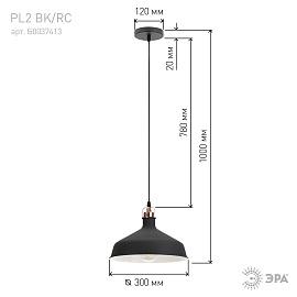 Подвес 60Вт E27 220В d300 мм шагрень черный/медь ( PL2 BK/RC ) Б0037413 ЭРА