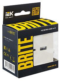 BRITE С/У жемчуг Розетка USB A+C 18Вт РЮ11-1-БрЖ BR-U22-018-K36 IEK