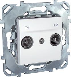 Розетка ТV+FM телевизионная+радио Unica скрытой установки оконечная механизм с накладкой белый MGU5.452.18ZD Schneider Electric