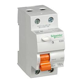 Выключатель дифференциального тока ВДТ (УЗО) 16А 2П двухполюсный 10мА тип AC Домовой ВД63 11454 Schneider Electric