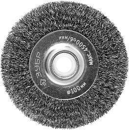 Щетка дисковая для точильно-шлифовального станка, витая стальная проволока 0,3мм, 100х12,7мм ЗУБР "ПРОФЕССИОНАЛ" 35185-100_z02