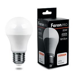 Лампа светодиодная   20Вт E27 A65 4000К 1810Лм матовая 230В Груша LED OSRAM 38042 Feron Pro