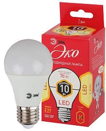 Лампа светодиодная 10 Вт E27 A60 2700К 800Лм матовая 220-240В груша ( ECO LED A60-10W-827-E27 ) Б0028006 ЭРА