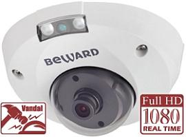Камера видеонаблюдения (видеокамера наблюдения) IP уличная купольная 2Мп ИК-подсветка (до 8 м), 12В/PoE, microSDHC (до 32 ГБ) Beward B2710DMR (3.6 мм)