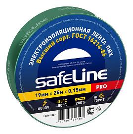 Изолента ПВХ зеленая 19х25м 12126 Safeline