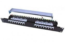 Hyperline PP3-19-16-8P8C-C5E-SH-110D Патч-панель 19", 1U, 16 портов RJ-45 полн. экран., категория 5e, Dual IDC, ROHS, цвет черный