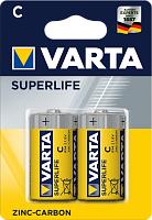 Элемент питания R14 (C) SuperLife 1.5В бл/2 (2014 101 412) батарейка солевая 2014101412 VARTA