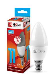 Лампа светодиодная 11 Вт E14 C37 4000К 820Лм матовая 230В свеча 4690612020471 IN HOME